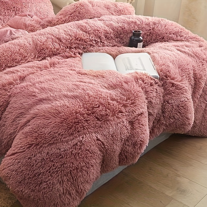 Multicolor Plush Cover Set – Soft Fluffy Bedding with Pillowcases
