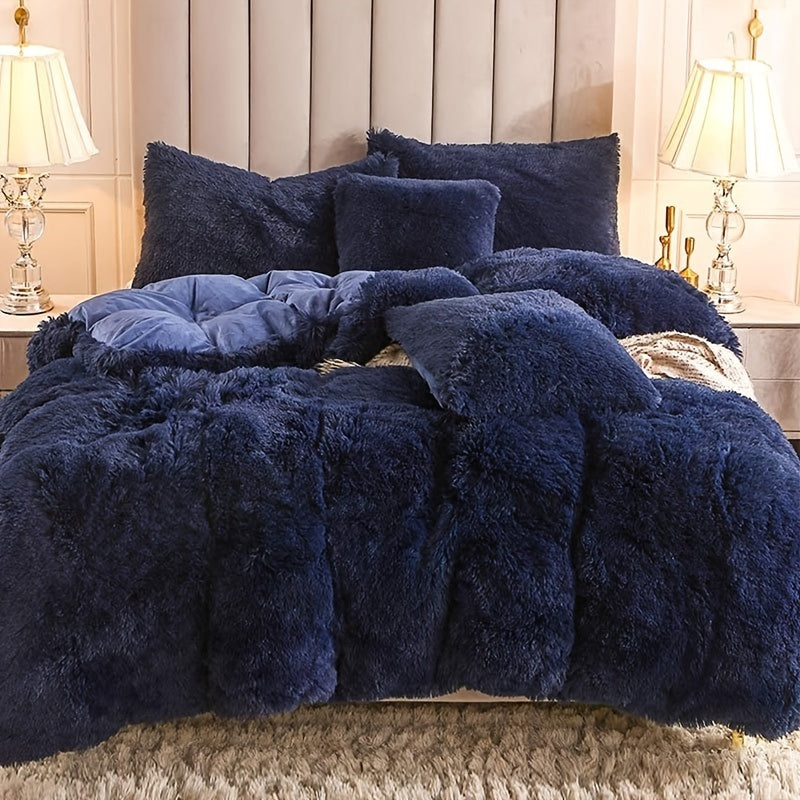 Multicolor Plush Cover Set – Soft Fluffy Bedding with Pillowcases