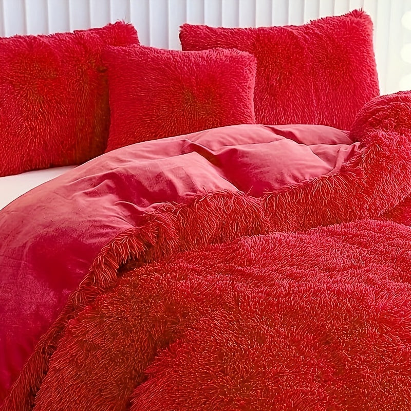 Multicolor Plush Cover Set – Soft Fluffy Bedding with Pillowcases