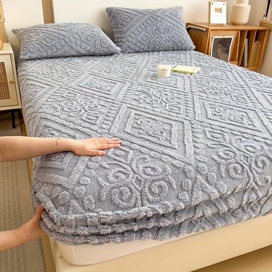 KGOODS Taffeta Fitted Sheet with 3D Floral Design – Soft & Non-Slip