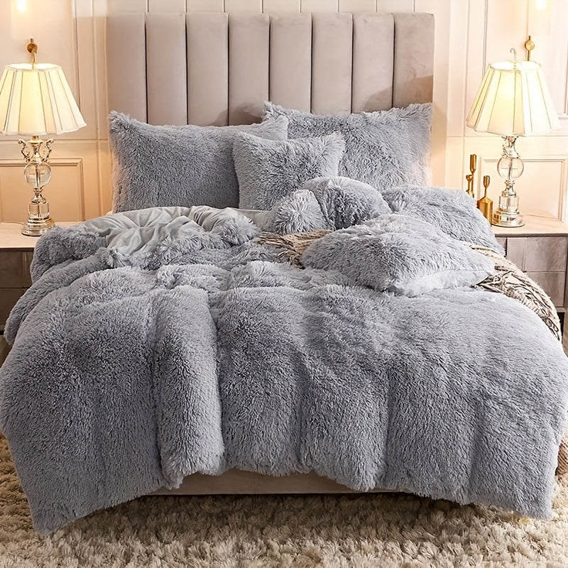 Multicolor Plush Cover Set – Soft Fluffy Bedding with Pillowcases