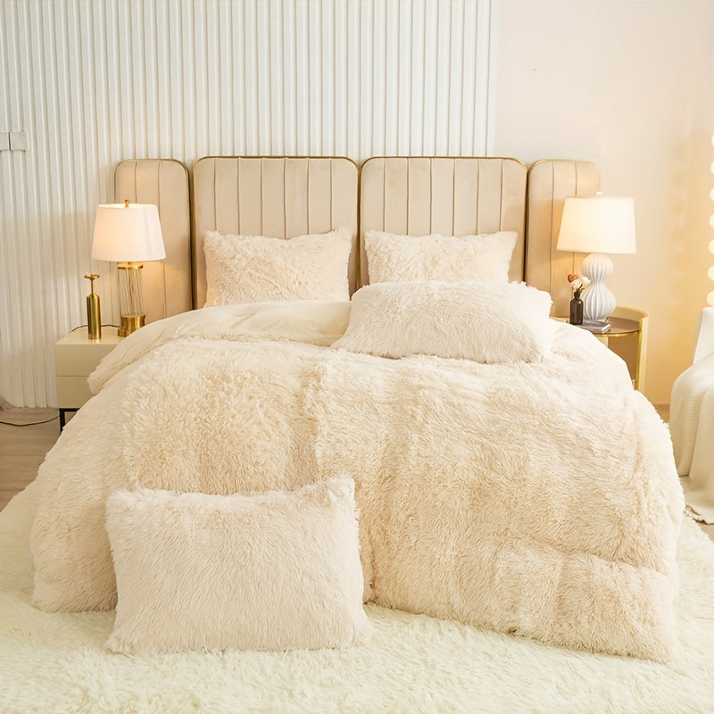 Multicolor Plush Cover Set – Soft Fluffy Bedding with Pillowcases