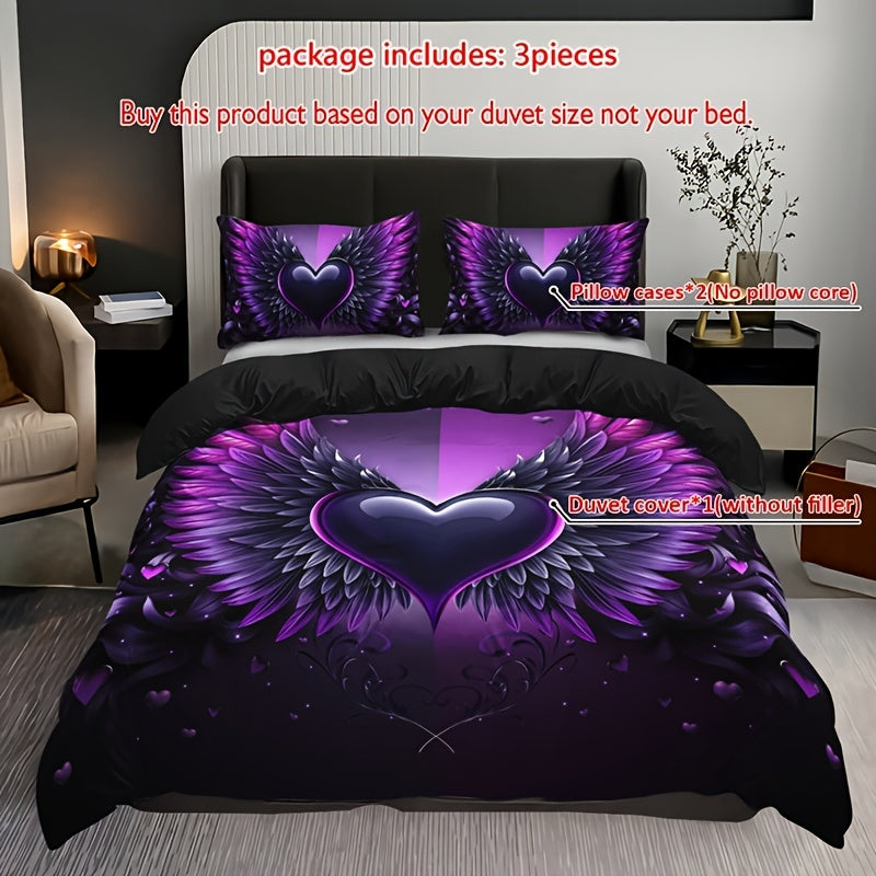 Gothic Angel Heart 3-Piece Duvet Cover Set