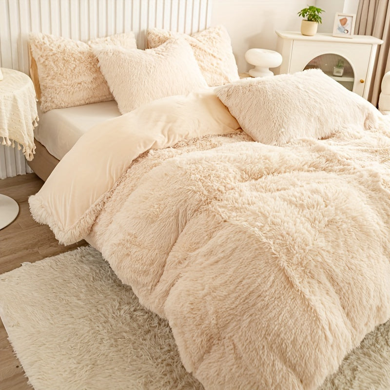 Multicolor Plush Cover Set – Soft Fluffy Bedding with Pillowcases