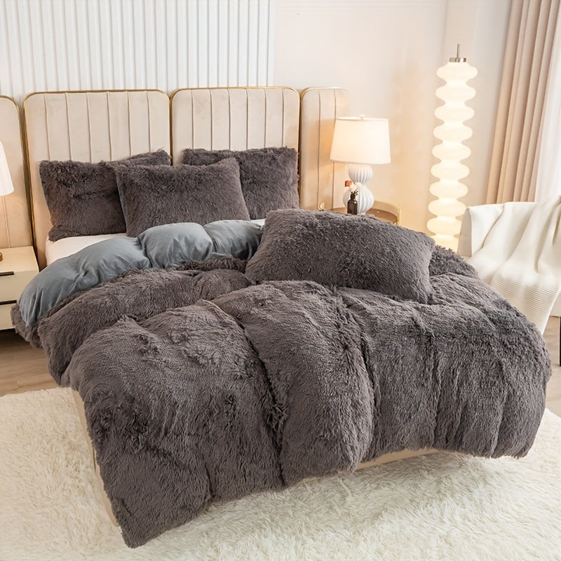 Multicolor Plush Cover Set – Soft Fluffy Bedding with Pillowcases