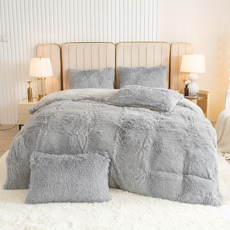 Multicolor Plush Cover Set – Soft Fluffy Bedding with Pillowcases