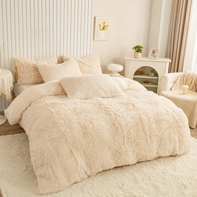 Multicolor Plush Cover Set – Soft Fluffy Bedding with Pillowcases
