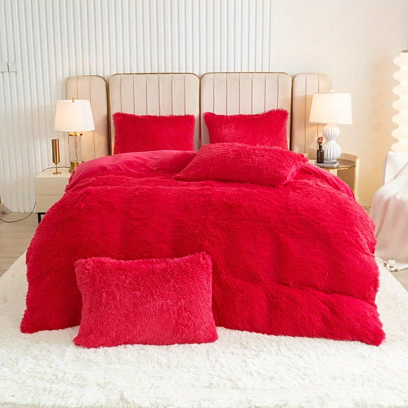 Multicolor Plush Cover Set – Soft Fluffy Bedding with Pillowcases