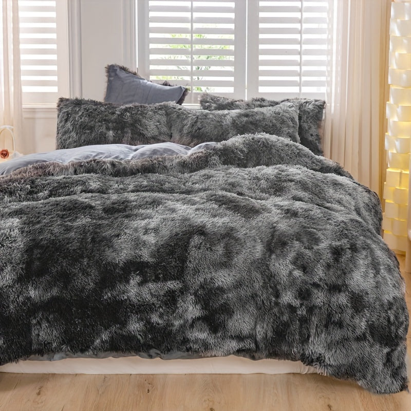 Y2K Tie-Dye Plush Cover Set – Soft Gradient Bedding with Pillowcases