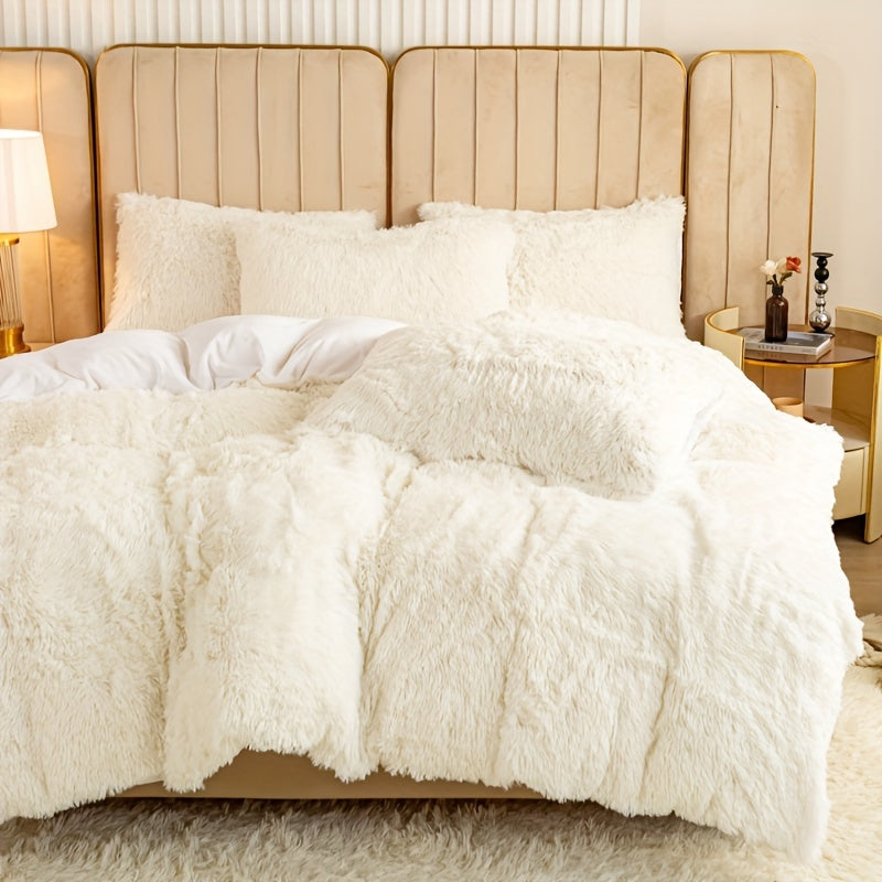 Multicolor Plush Cover Set – Soft Fluffy Bedding with Pillowcases