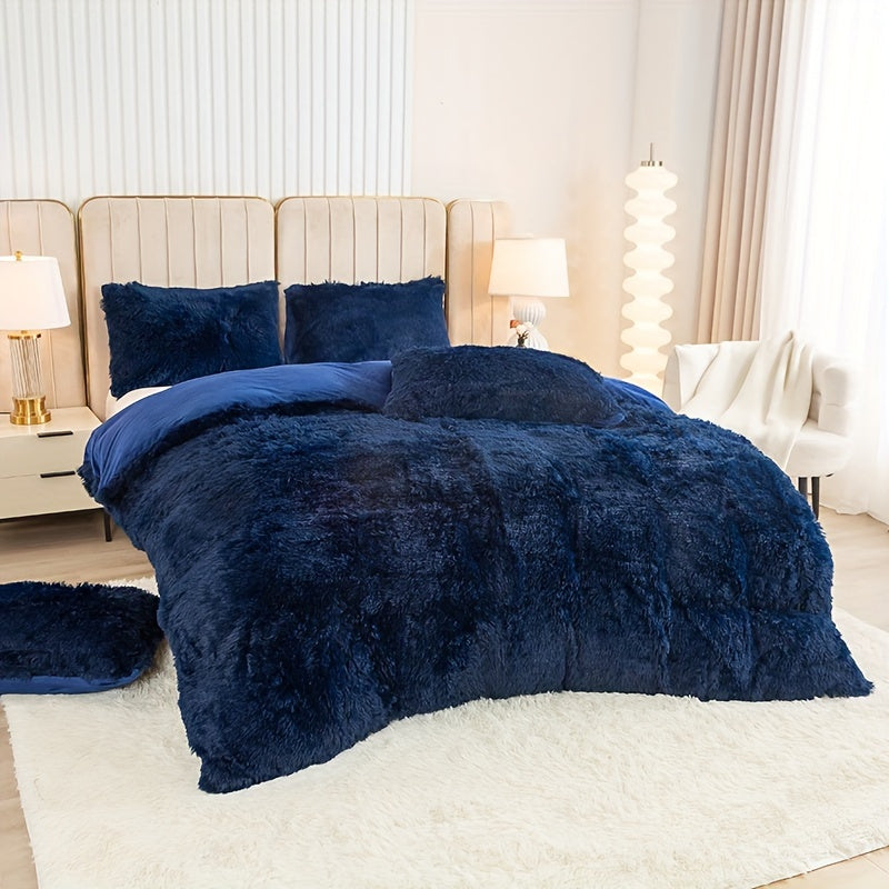 Multicolor Plush Cover Set – Soft Fluffy Bedding with Pillowcases