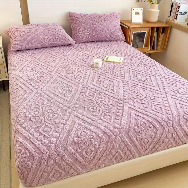 KGOODS Taffeta Fitted Sheet with 3D Floral Design – Soft & Non-Slip