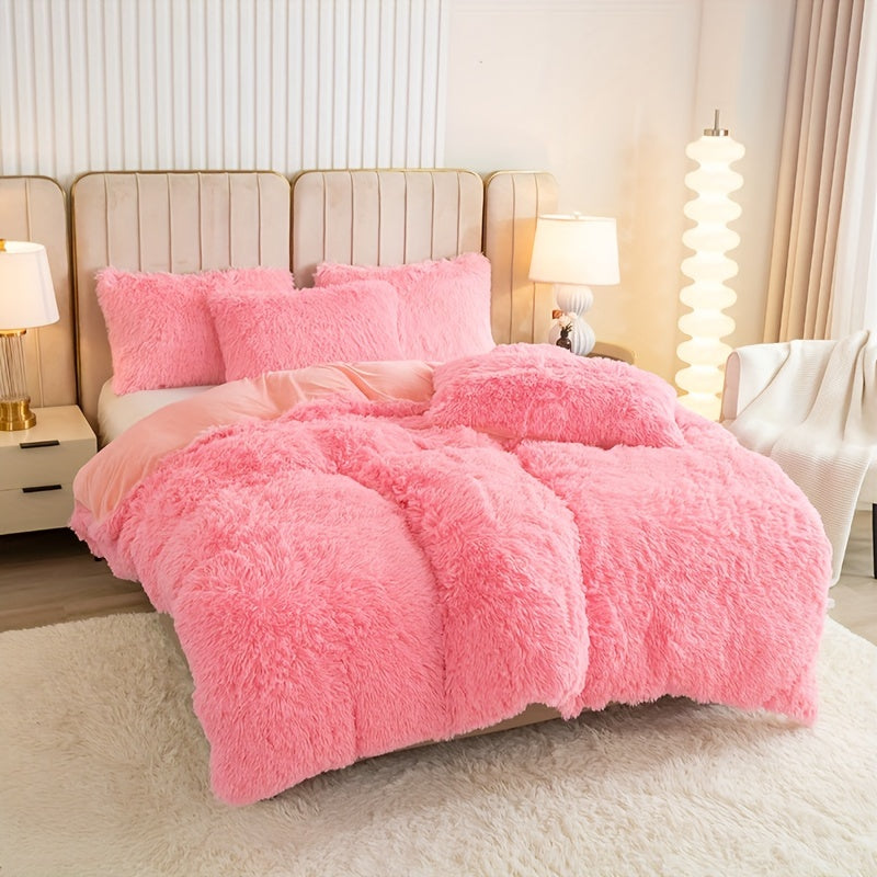 Multicolor Plush Cover Set – Soft Fluffy Bedding with Pillowcases