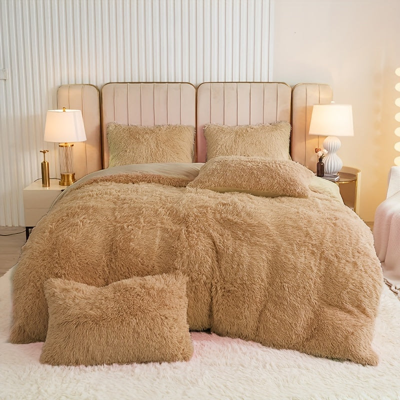 Multicolor Plush Cover Set – Soft Fluffy Bedding with Pillowcases