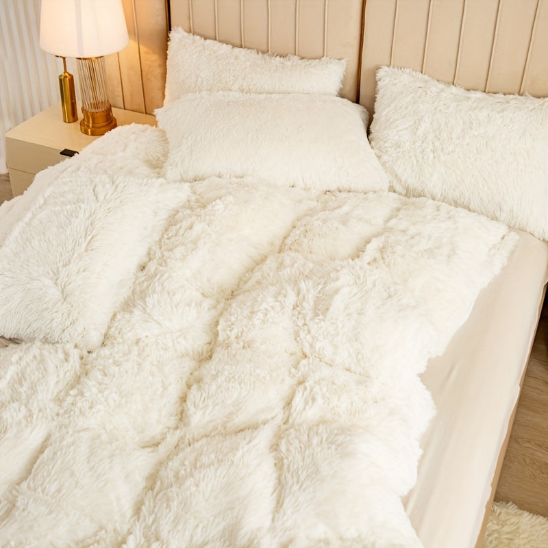 Multicolor Plush Cover Set – Soft Fluffy Bedding with Pillowcases