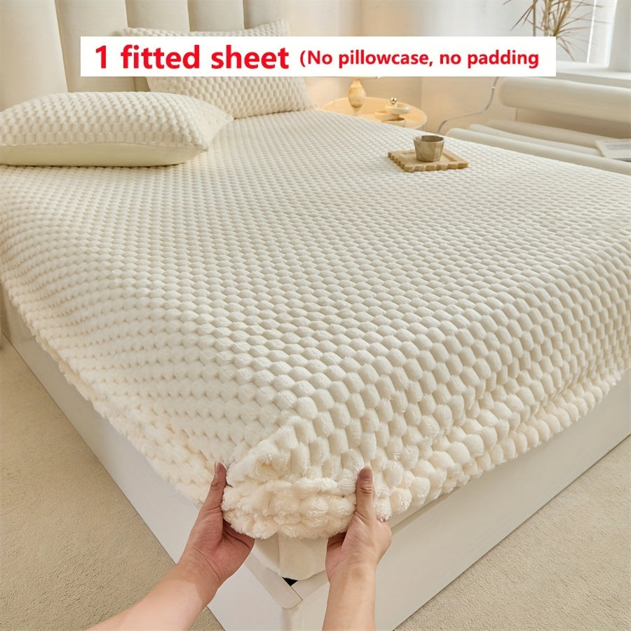 KGOODS Jacquard Velvet Fitted Sheet – Thick, Soft & Wrinkle-Resistant