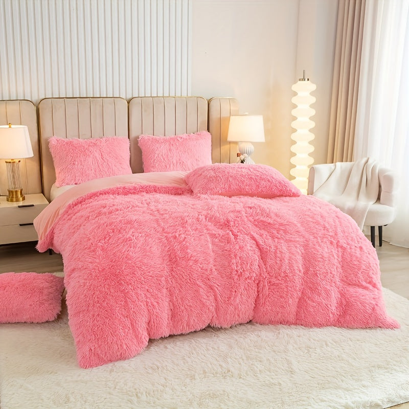 Multicolor Plush Cover Set – Soft Fluffy Bedding with Pillowcases