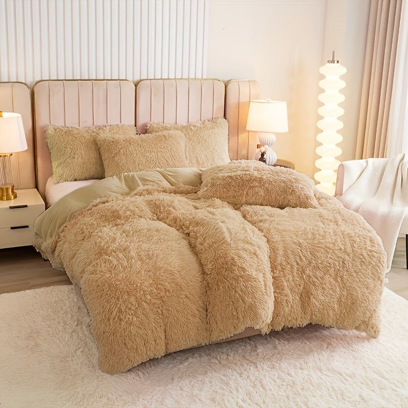 Multicolor Plush Cover Set – Soft Fluffy Bedding with Pillowcases