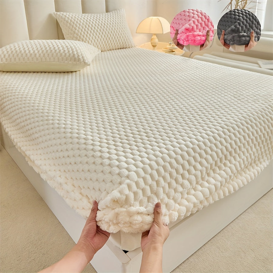 KGOODS Jacquard Velvet Fitted Sheet – Thick, Soft & Wrinkle-Resistant