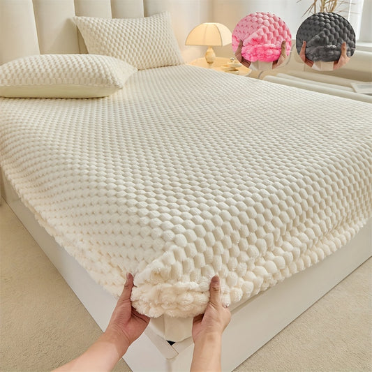 KGOODS Jacquard Velvet Fitted Sheet – Thick, Soft & Wrinkle-Resistant