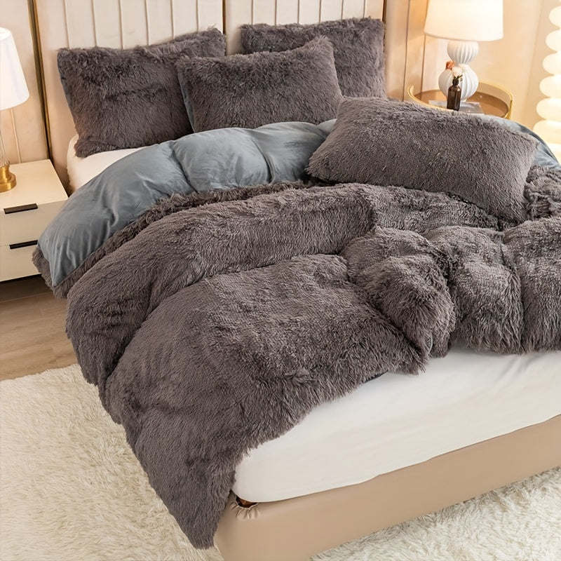 Multicolor Plush Cover Set – Soft Fluffy Bedding with Pillowcases