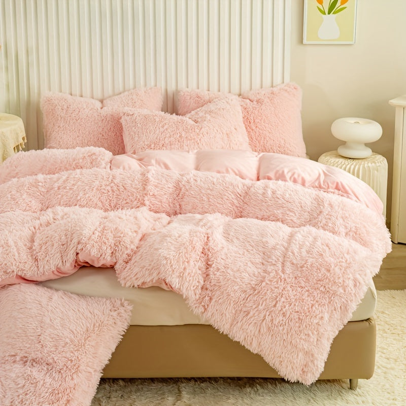 Multicolor Plush Cover Set – Soft Fluffy Bedding with Pillowcases