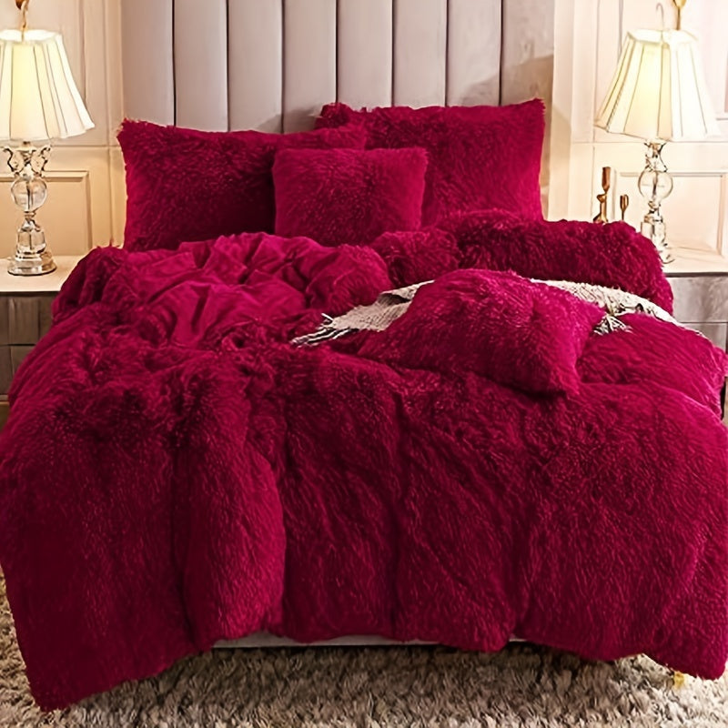 Multicolor Plush Cover Set – Soft Fluffy Bedding with Pillowcases