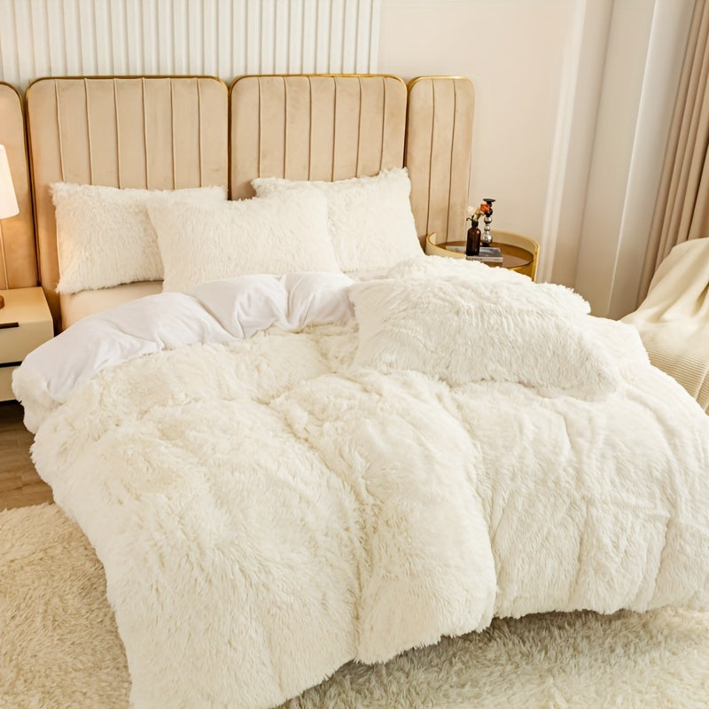 Multicolor Plush Cover Set – Soft Fluffy Bedding with Pillowcases