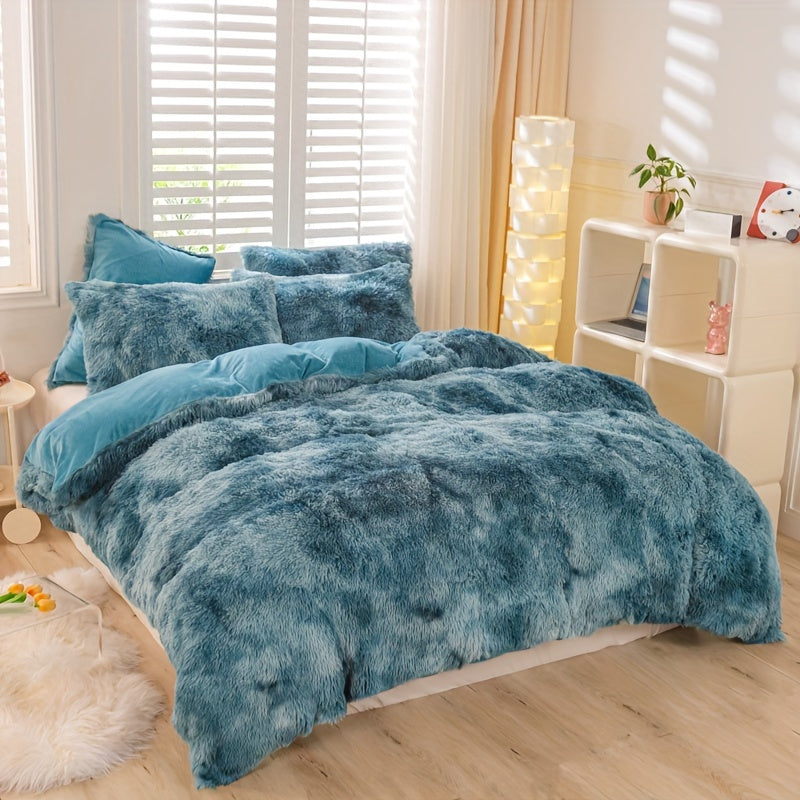 Y2K Tie-Dye Plush Cover Set – Soft Gradient Bedding with Pillowcases