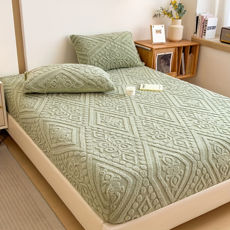 KGOODS Taffeta Fitted Sheet with 3D Floral Design – Soft & Non-Slip