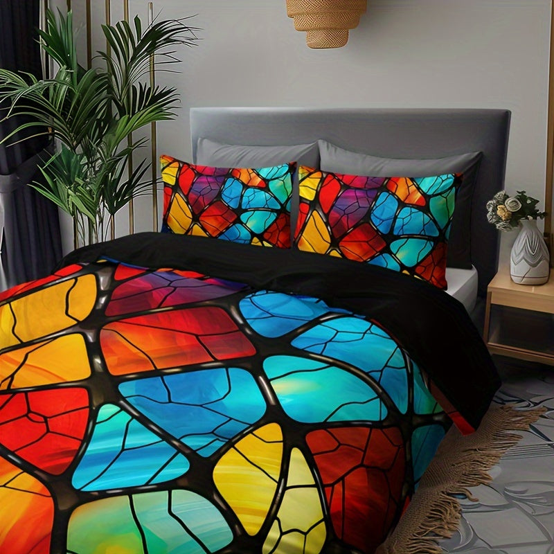 Vibrant Artistic Kaleidoscope 3-Piece Duvet Cover Set