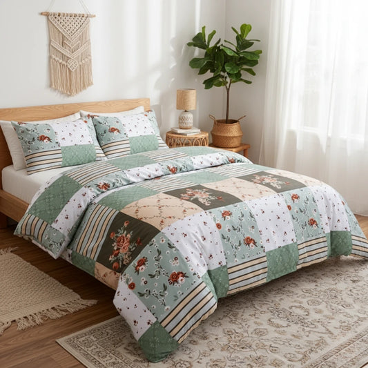 Floral geometric cover set with pillowcases - Kgoods Bedding Collection