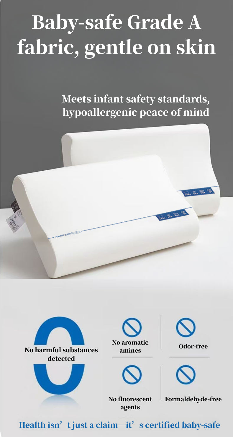 Hand press test showing soft and supportive zero pressure foam pillow elasticity