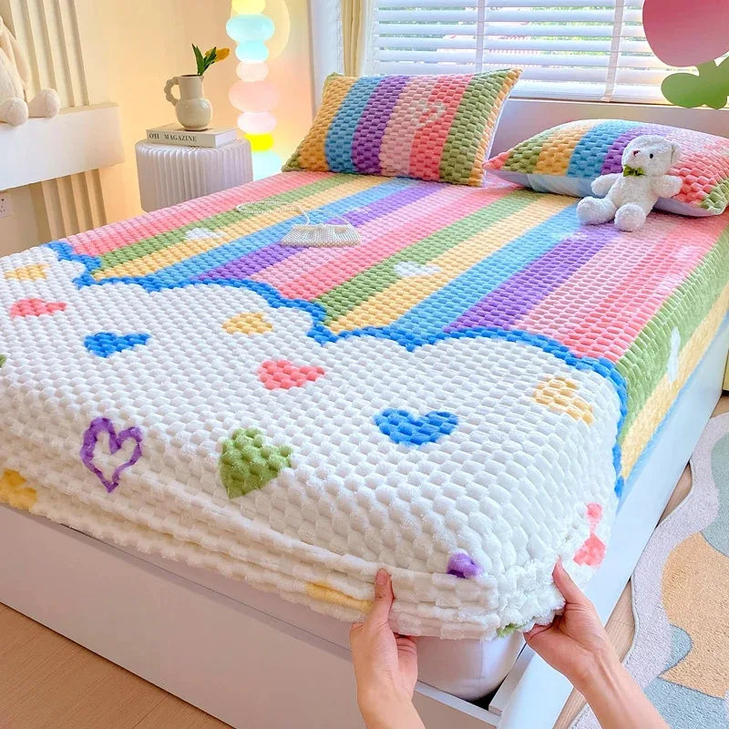 KGOODS Doudou Velvet Bed Skirt Protector – Soft, Thickened & Dustproof Cover