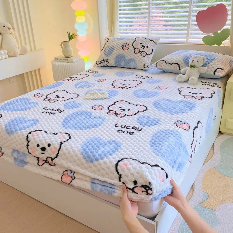 KGOODS Doudou Velvet Bed Skirt Protector – Soft, Thickened & Dustproof Cover