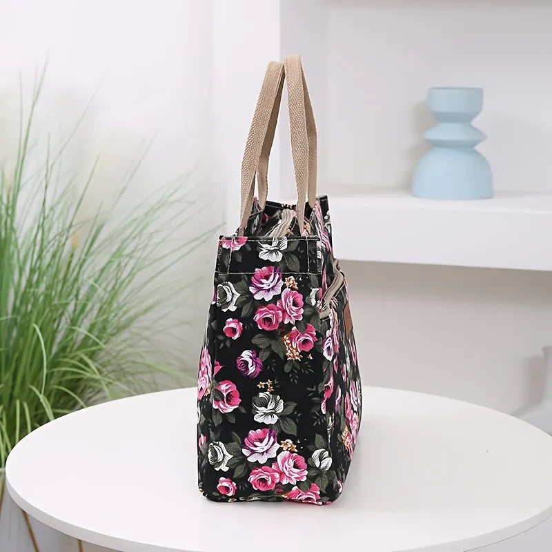 Floral Garden Canvas Tote Bag for Daily Commute