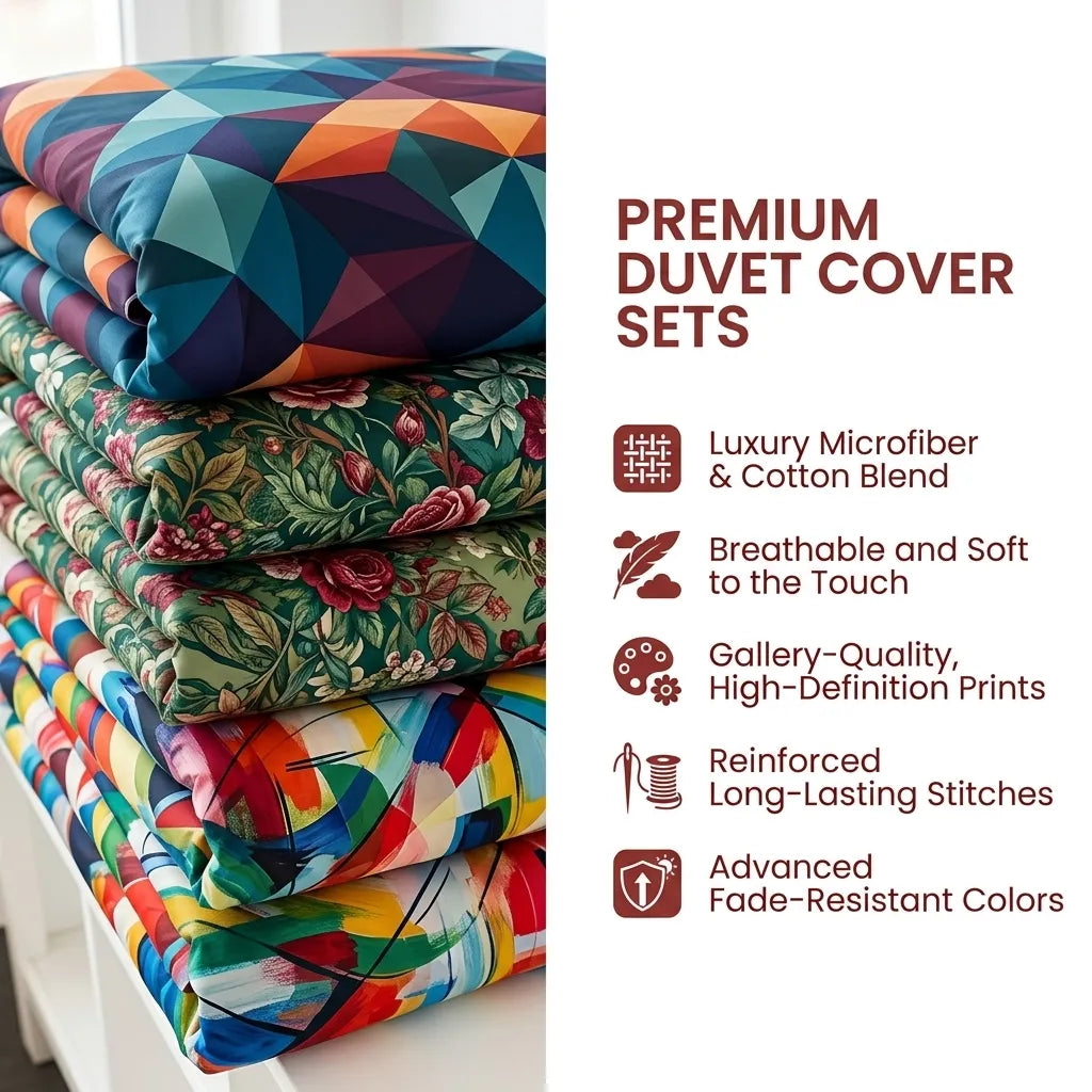 Geometric Dragonfly Color Block 3-Piece Duvet Cover Set