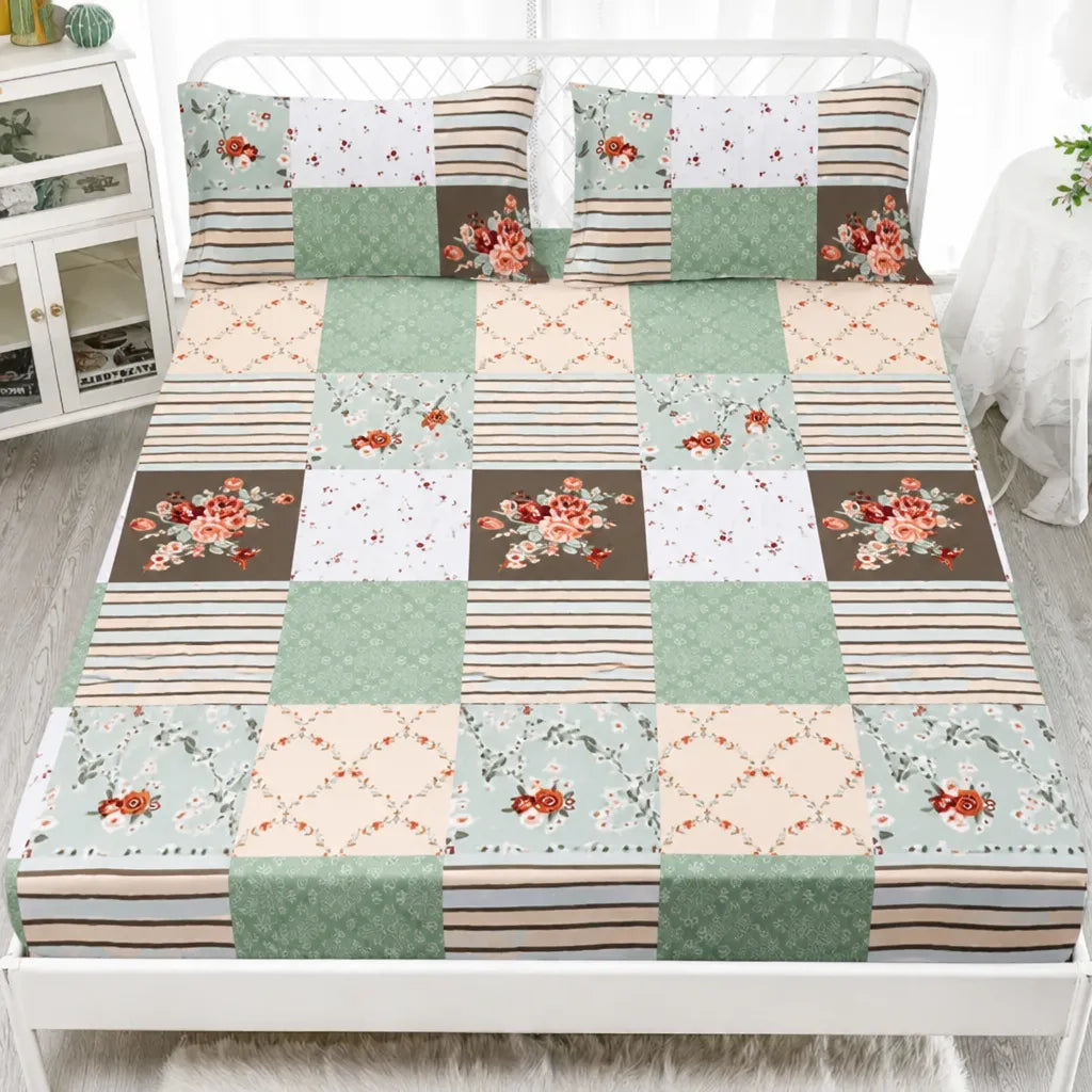 Floral Geometric Fitted Sheet