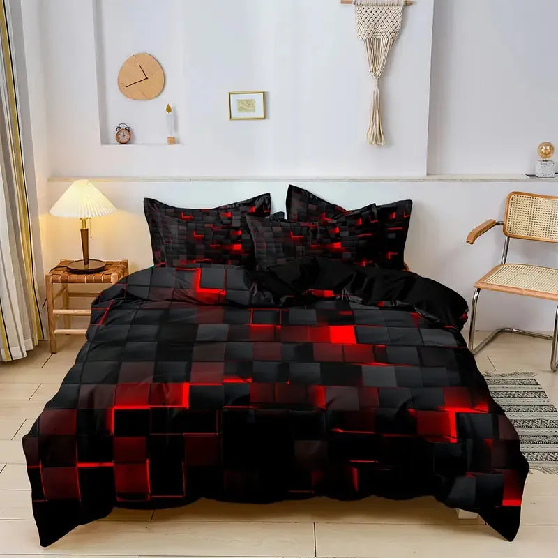 Queen-size Velura Gradient Cover Set displayed on modern upholstered bed frame