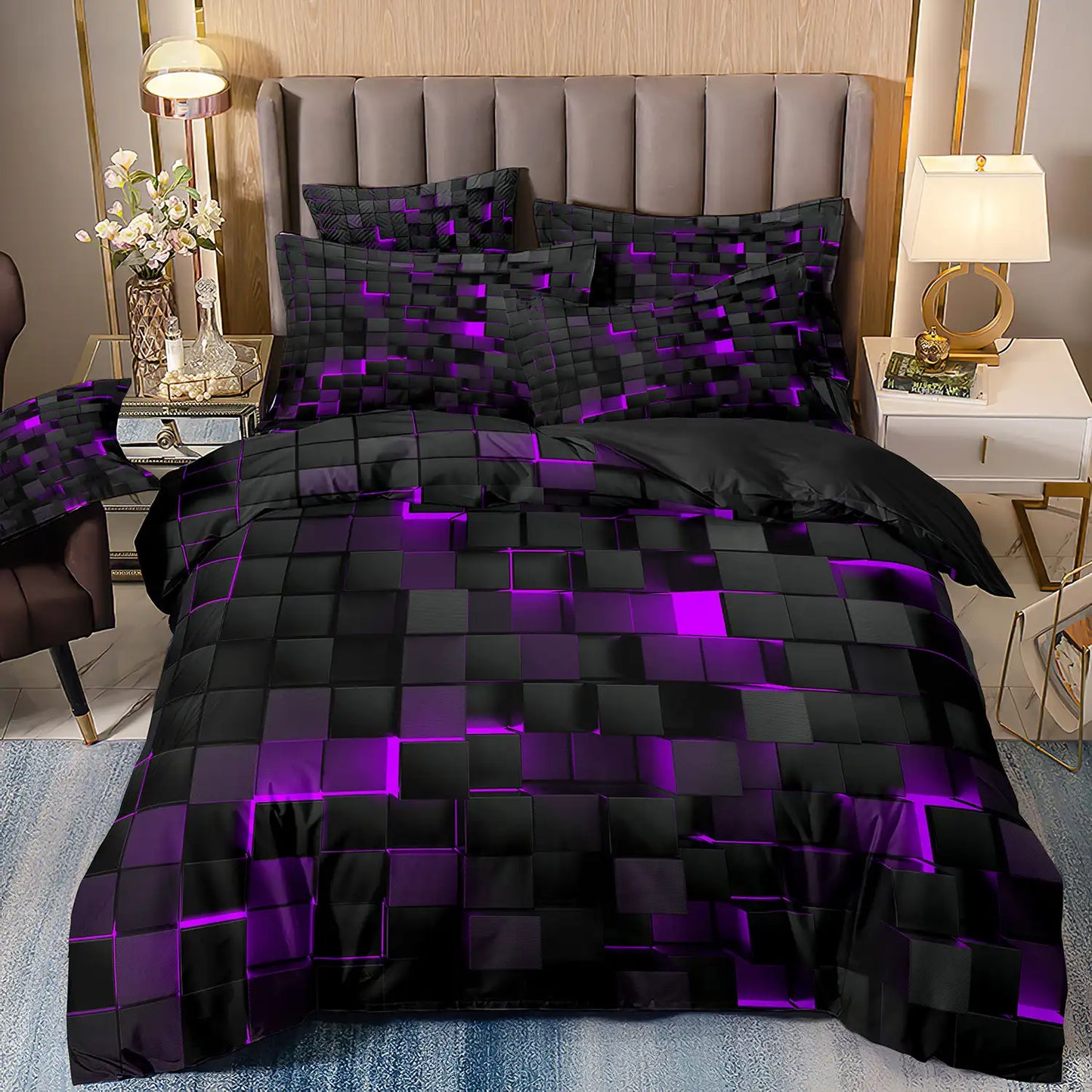 Side view of Velura 3D gradient bedding showing elegant structure and color depth