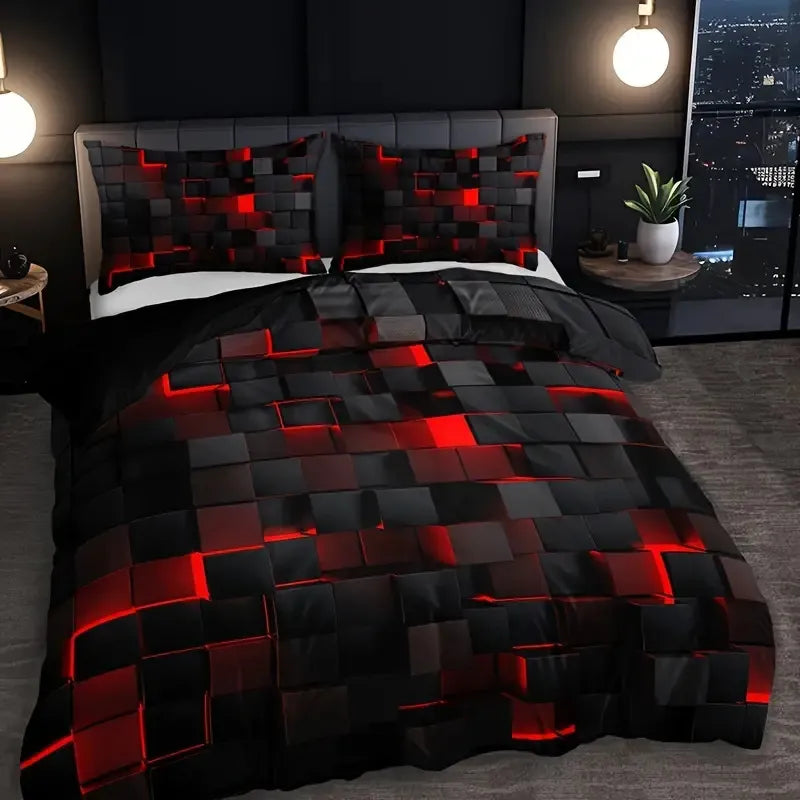 King-size Velura 3D Gradient Bedding Set showing full layout and pillow shams