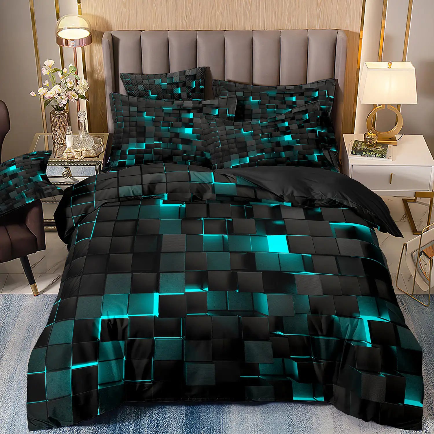 Contemporary bedroom decor featuring Velura 3D cover set for a sleek modern look
