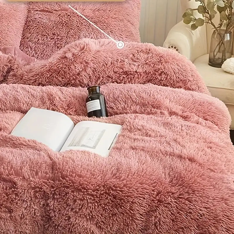 Multicolor Plush Cover Set – Soft Fluffy Bedding with Pillowcases