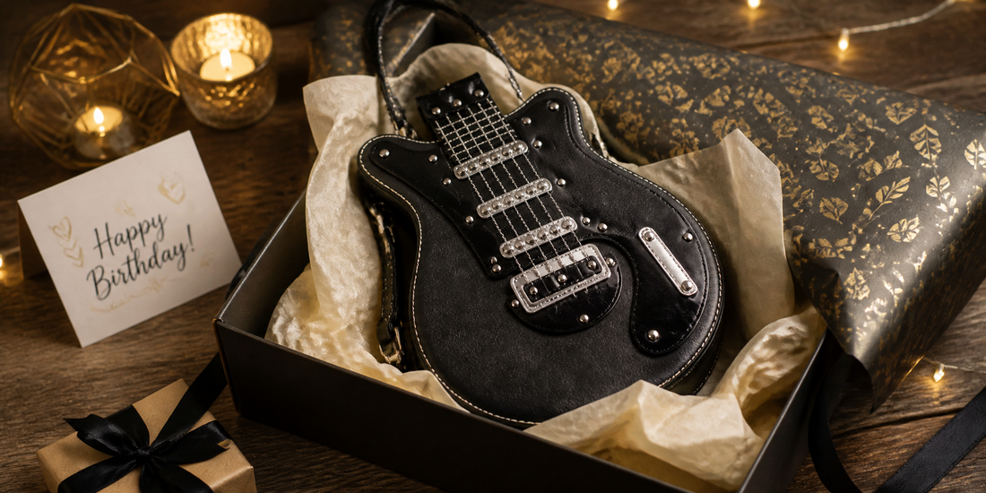 Guitar shaped novelty purse as a thoughtful gift for teen girl
