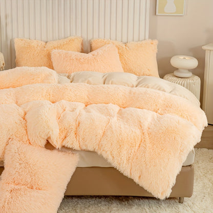 Multicolor Plush Cover Set – Soft Fluffy Bedding with Pillowcases