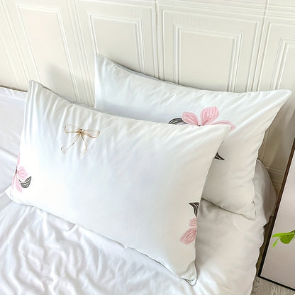 Elegant Satin Botanical 3-Piece Duvet Cover Set