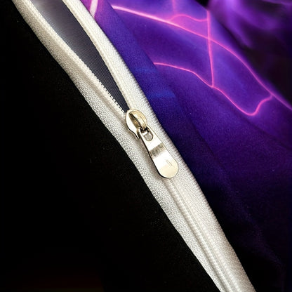 Purple Lightning Storm 3-Piece Duvet Cover Set