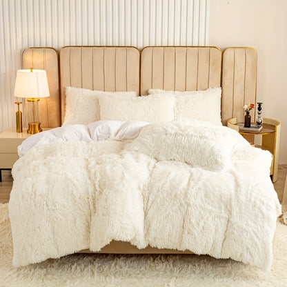 Multicolor Plush Cover Set – Soft Fluffy Bedding with Pillowcases