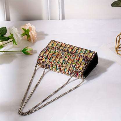 GlamShine Dual-Sided Crystal Clutch
