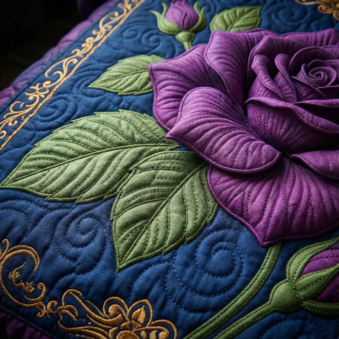 Regal Velvet Rose 3-Piece Quilted Bedding Set